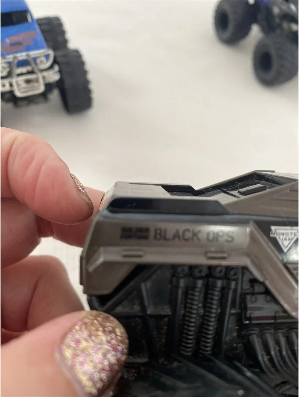 3 Hot Wheels Monster Truck “Black Ops”  Great Clips And Dirt Metal And Plastic